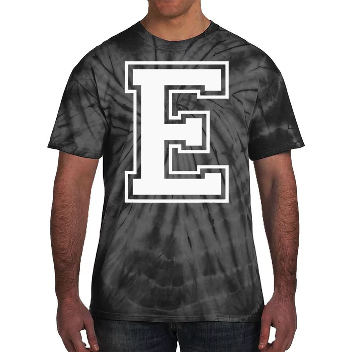 Letter E Capital Alphabet College Varsity Monogram Club Tie-Dye T-Shirt