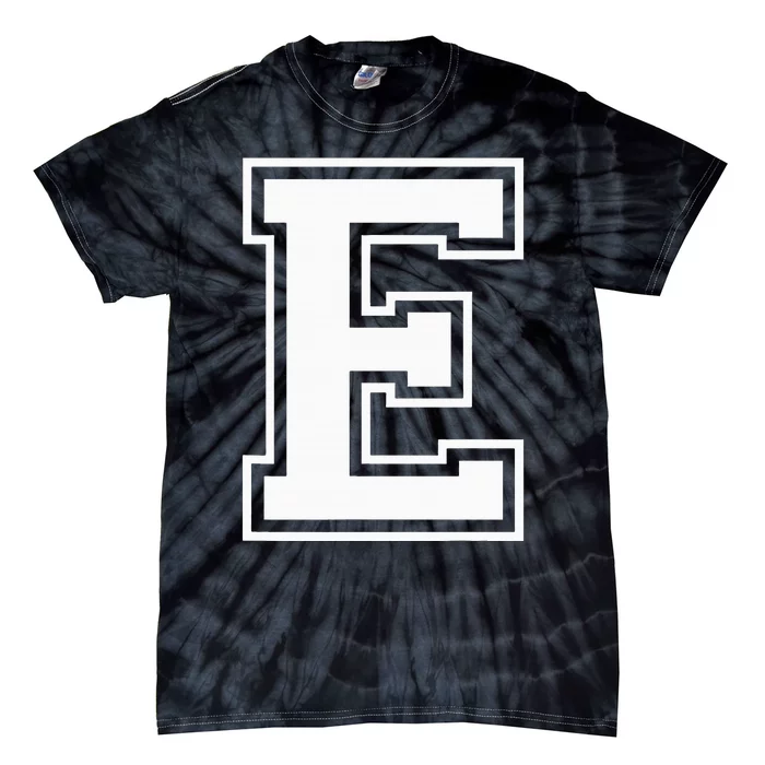 Letter E Capital Alphabet College Varsity Monogram Club Tie-Dye T-Shirt