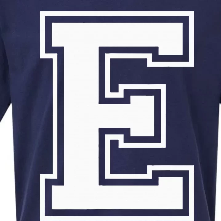 Letter E Capital Alphabet College Varsity Monogram Club Sueded Cloud Jersey T-Shirt