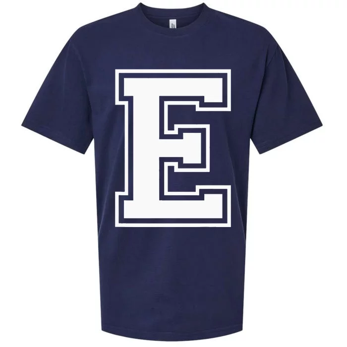 Letter E Capital Alphabet College Varsity Monogram Club Sueded Cloud Jersey T-Shirt