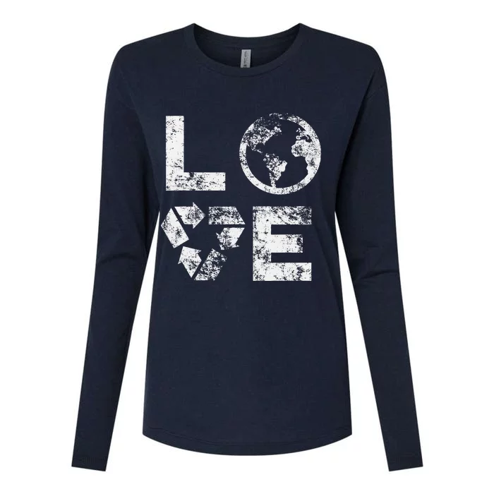 Love Earth Day 90s Vintage Recycling Or Teacher Womens Cotton Relaxed Long Sleeve T-Shirt