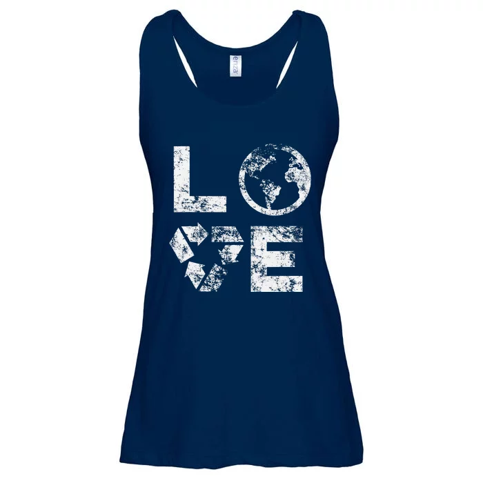 Love Earth Day 90s Vintage Recycling Or Teacher Ladies Essential Flowy Tank