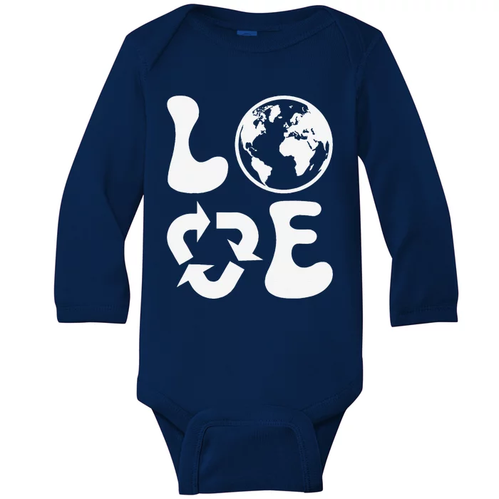 Love Earth Day Recycle Baby Long Sleeve Bodysuit