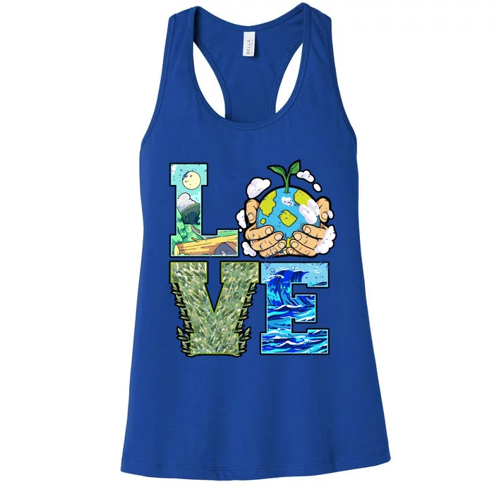 Love Earth Day Save Planet Protect Nature Gift Women's Racerback Tank