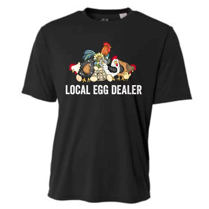 Local Egg Dealer Funny Bleached Chicken Lover Farm Farmer Cooling Performance Crew T-Shirt