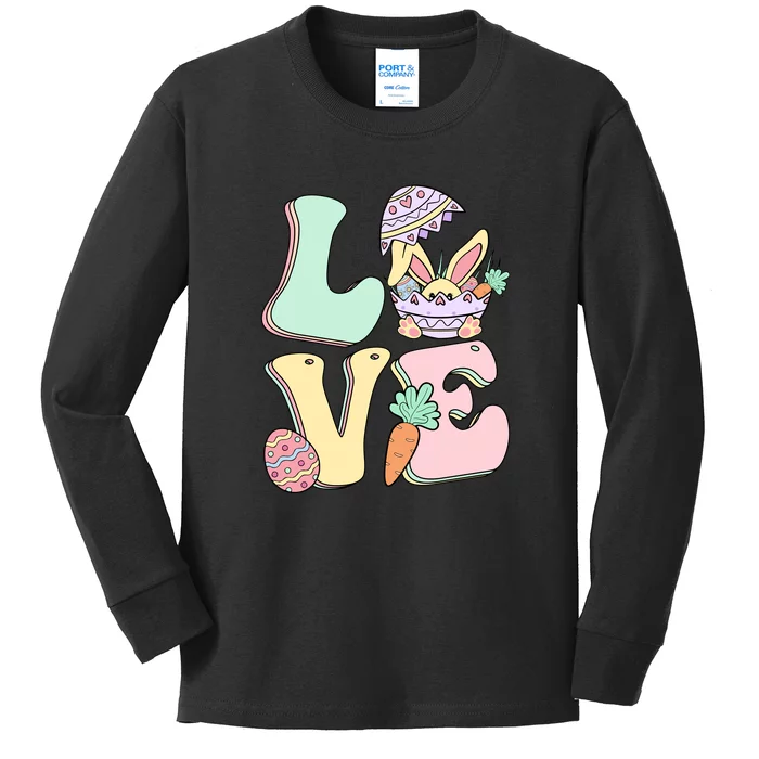 Love Easter Day Party Funny Bunny Egg Gift For Toodler Kids Kids Long Sleeve Shirt