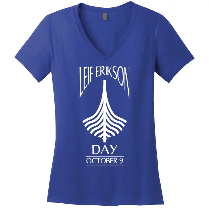 Leif Erikson Day Great Gift Ericson Norse Viking Explorer Gift Women's V-Neck T-Shirt