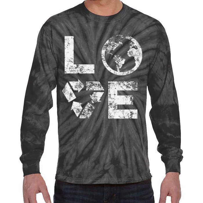 Love Earth Day 90s Vintage Recycling Or Teacher Tie-Dye Long Sleeve Shirt