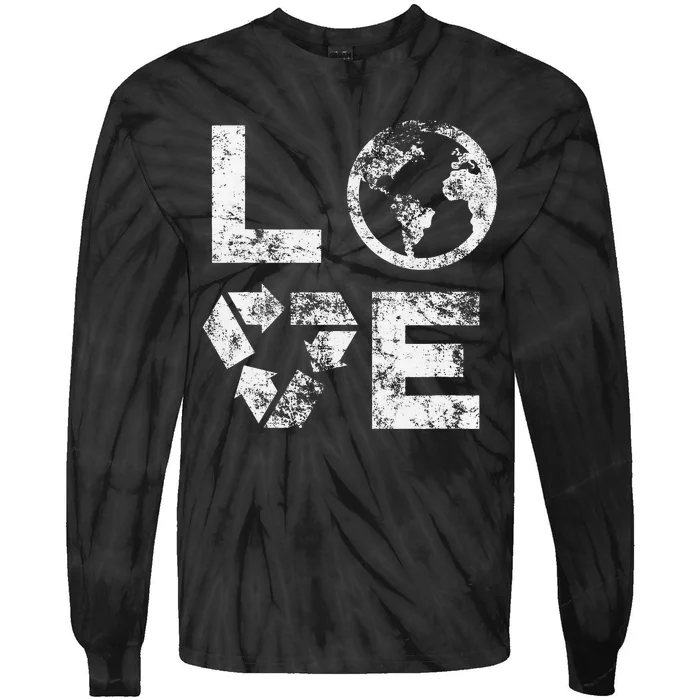 Love Earth Day 90s Vintage Recycling Or Teacher Tie-Dye Long Sleeve Shirt