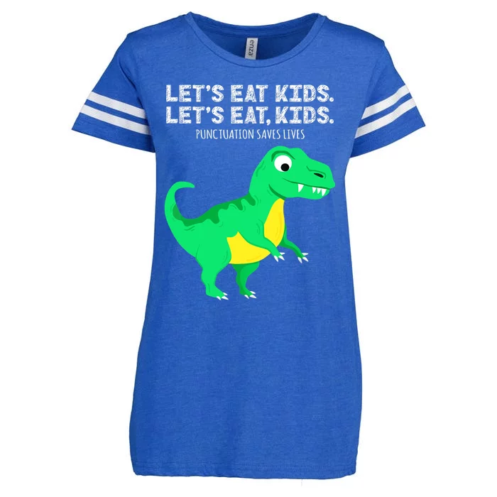 Lets Eat Dinosaur Punctuation Saves Lives Grammar Enza Ladies Jersey Football T-Shirt