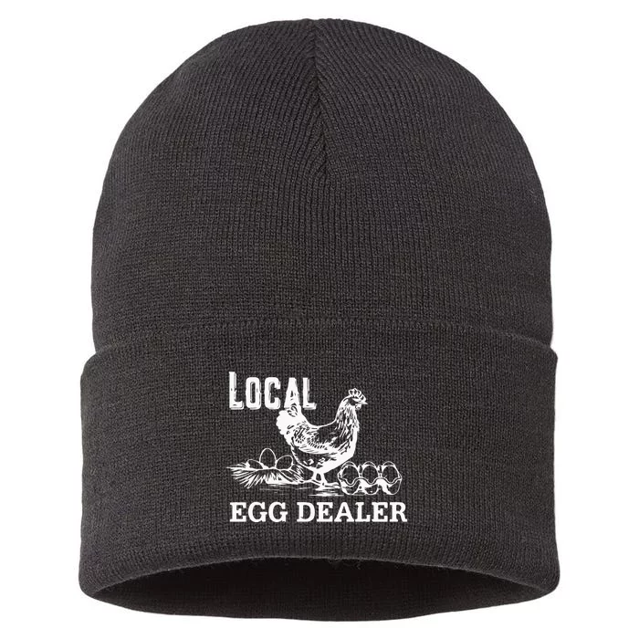 Local Egg Dealer Funny Women Farm Sustainable Knit Beanie