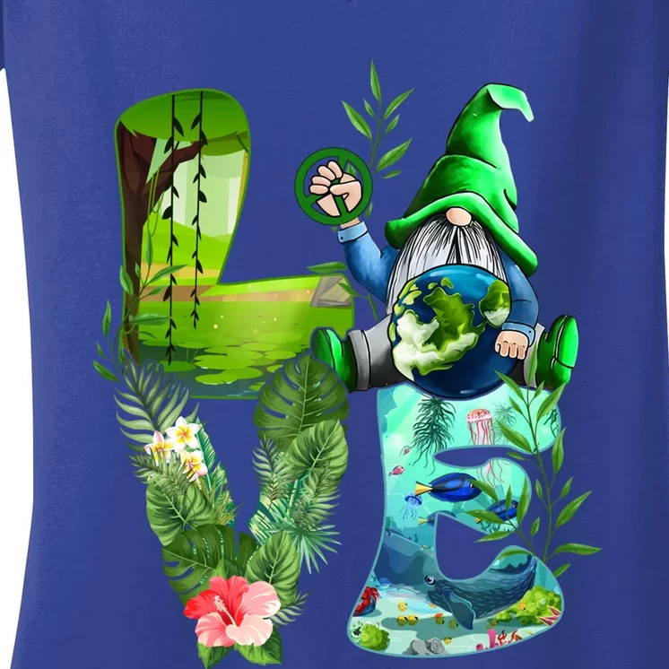 Love Earth Day Gnome Save Our Planet Environtal April 22 Gift Women's V-Neck T-Shirt