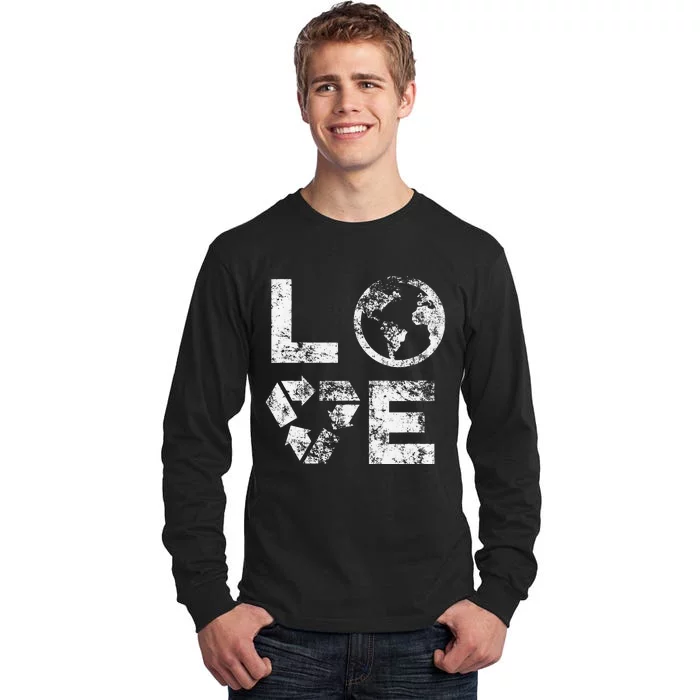 Love Earth Day 90s Vintage Recycling Tall Long Sleeve T-Shirt