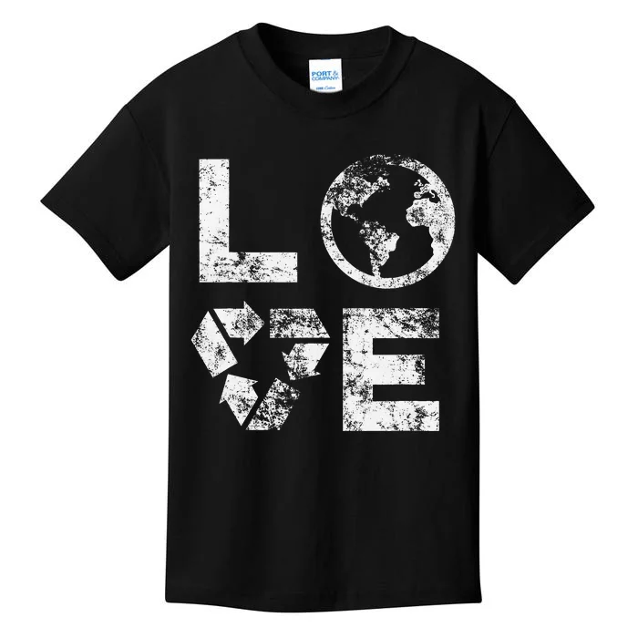 Love Earth Day 90s Vintage Recycling Kids T-Shirt