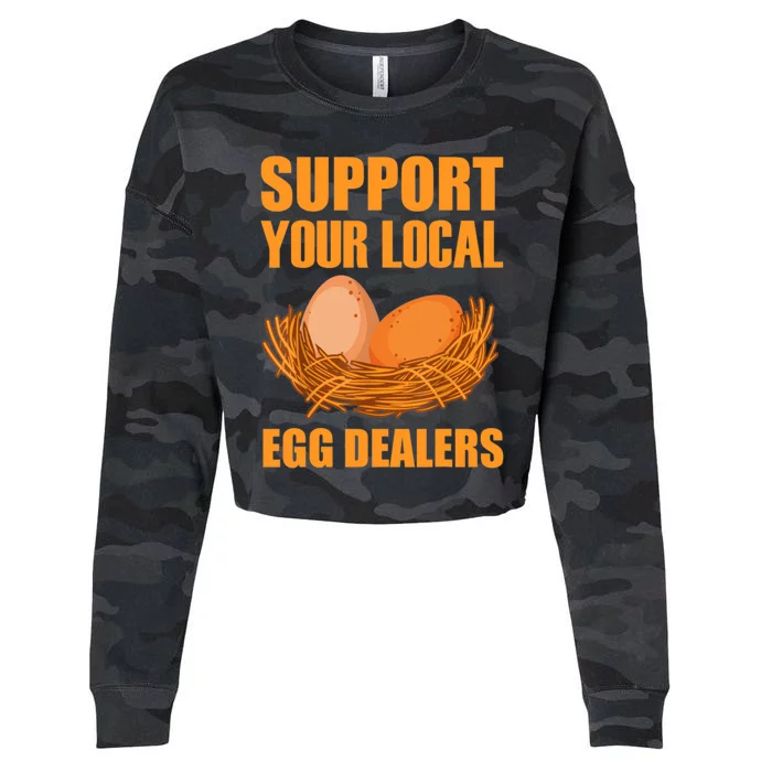 Local Egg Dealer Funny Chicken Lovers Egg Basket Cropped Pullover Crew