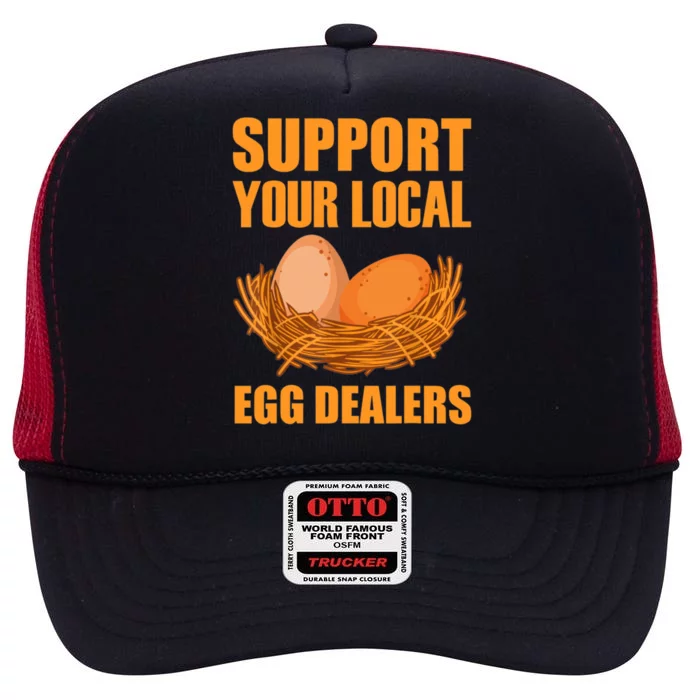 Local Egg Dealer Funny Chicken Lovers Egg Basket High Crown Mesh Trucker Hat