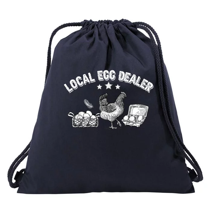 Local Egg Dealer Funny Bleached Chicken Lover Farm Farmer Drawstring Bag