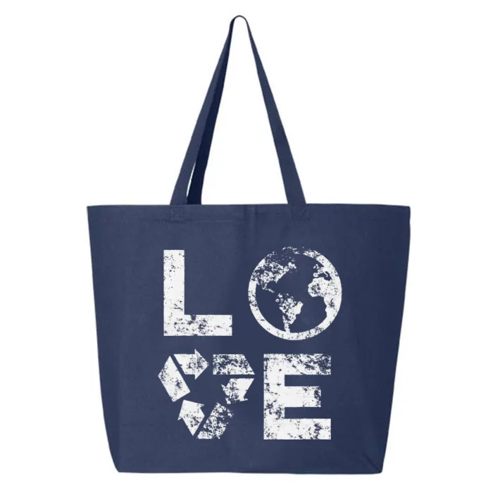 Love Earth Day 90s Vintage Recycling Or Teacher Gift 25L Jumbo Tote