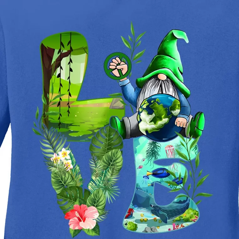 Love Earth Day Gnome Save Our Planet Environtal April 22 Gift Ladies Long Sleeve Shirt