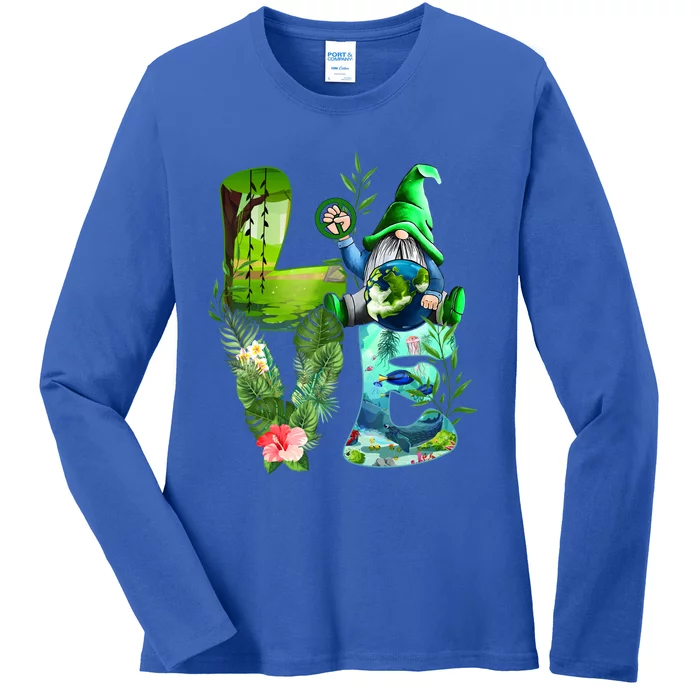 Love Earth Day Gnome Save Our Planet Environtal April 22 Gift Ladies Long Sleeve Shirt