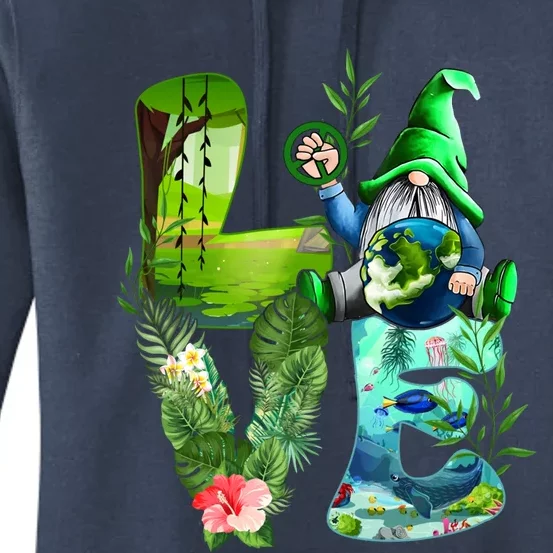 Love Earth Day Gnome Save Our Planet Environtal April 22 Gift Women's Pullover Hoodie