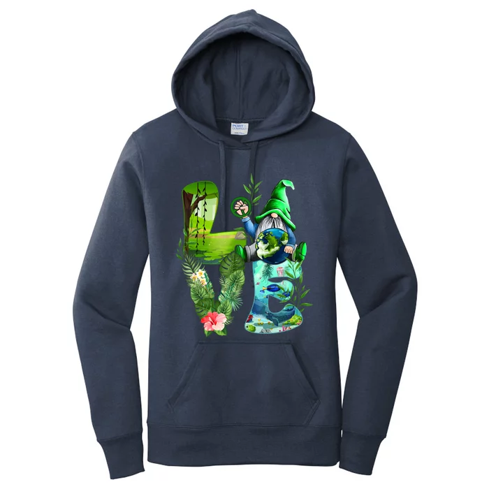 Love Earth Day Gnome Save Our Planet Environtal April 22 Gift Women's Pullover Hoodie