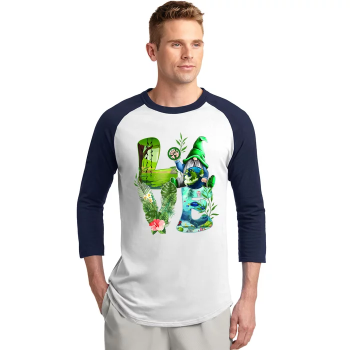 Love Earth Day Gnome Save Our Planet Environtal April 22 Gift Baseball Sleeve Shirt