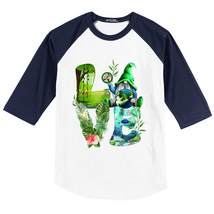 Love Earth Day Gnome Save Our Planet Environtal April 22 Gift Baseball Sleeve Shirt