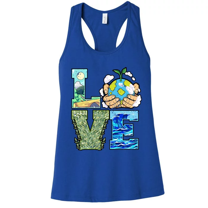 Love Earth Day Save Planet Protect Nature Great Gift Women's Racerback Tank