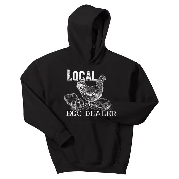 Local Egg Dealer Funny Bleached Chicken Lover Farm Farmer Kids Hoodie