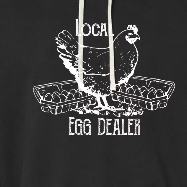 Local Egg Dealer Funny Bleached Chicken Lover Farm Farmer Garment-Dyed Fleece Hoodie