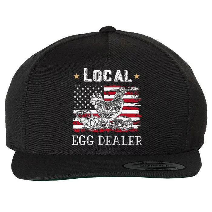 Local Egg Dealer Funny American Flag Wool Snapback Cap