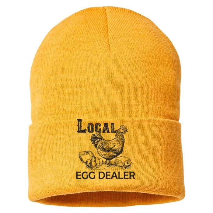 Local Egg Dealers Chicken Funny Local Egg Dealers Chicken Sustainable Knit Beanie