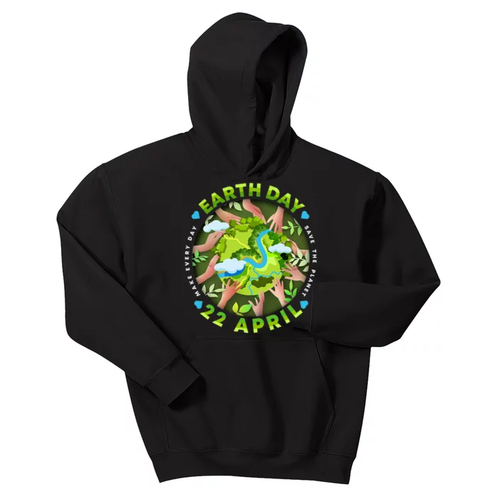 Love Earth Day 22 April Save The Planet Make Every Day Kids Hoodie