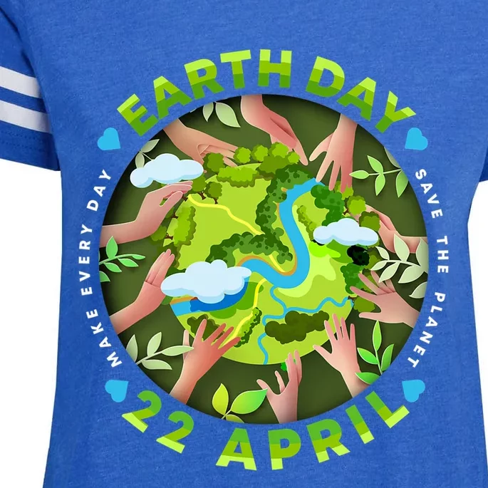 Love Earth Day 22 April Save The Planet Make Every Day Enza Ladies Jersey Football T-Shirt