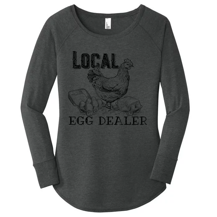 Local Egg Dealer Funny Bleached Chicken Lover Farm Farmer Women's Perfect Tri Tunic Long Sleeve Shirt