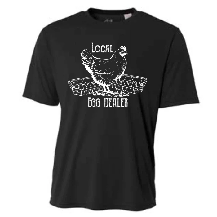 Local Egg Dealer Funny Bleached Chicken Lover Farm Farmer Cooling Performance Crew T-Shirt