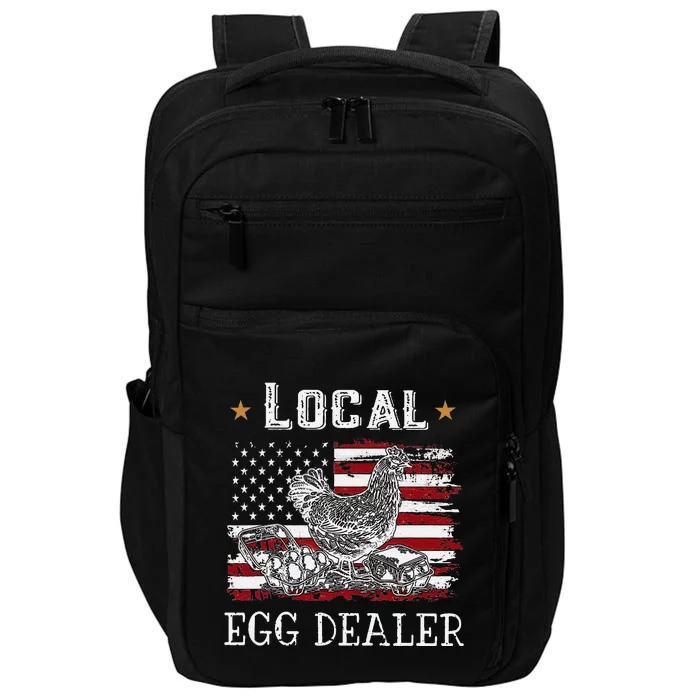 Local Egg Dealer Funny American Flag Chicken Lover Farmer Impact Tech Backpack