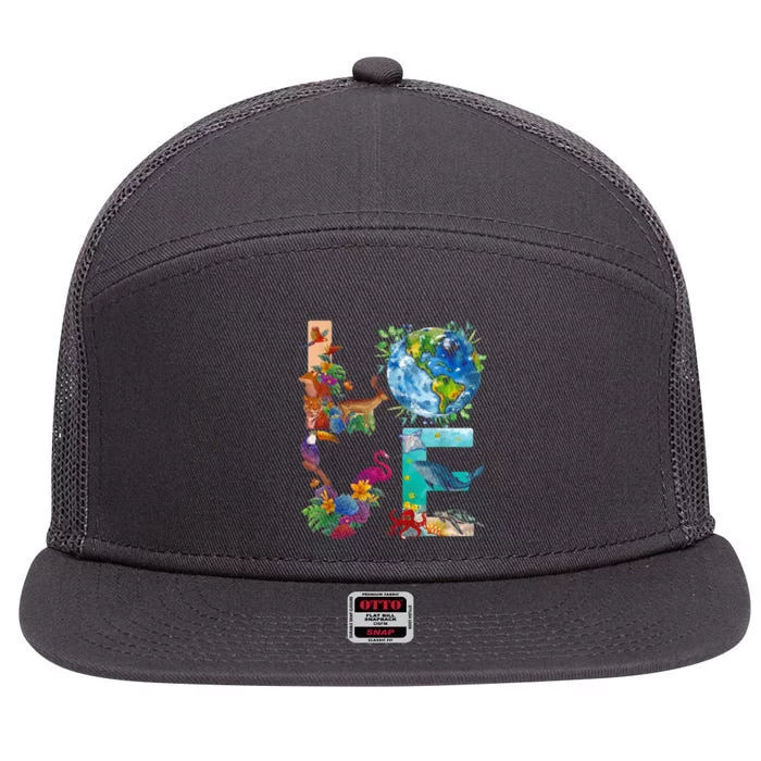 Love Earth Day Nature 7 Panel Mesh Trucker Snapback Hat