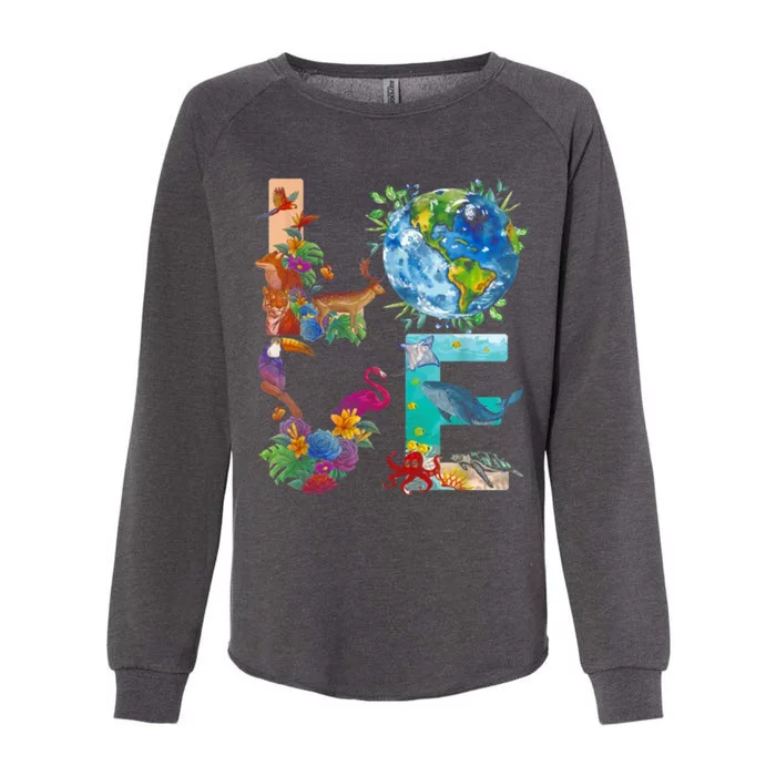 Love Earth Day Nature Womens California Wash Sweatshirt