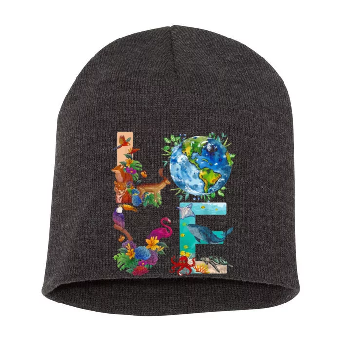 Love Earth Day Nature Short Acrylic Beanie