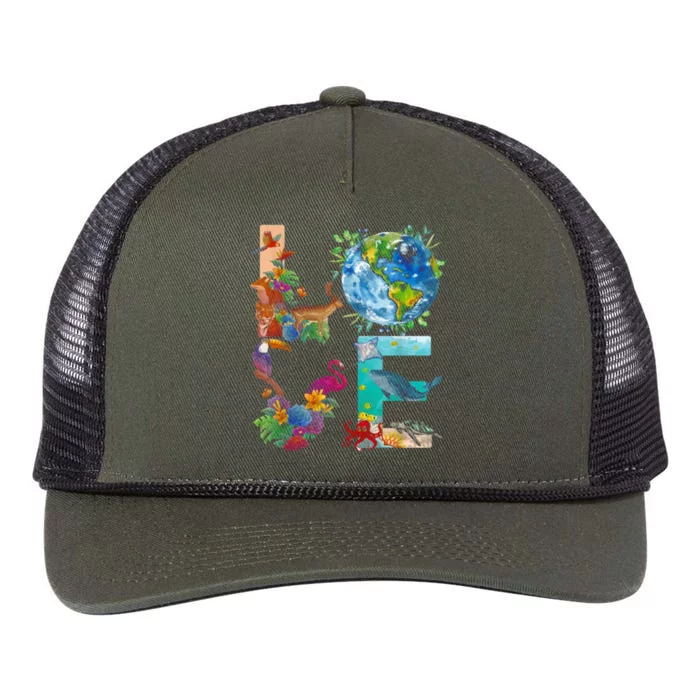 Love Earth Day Nature Retro Rope Trucker Hat Cap