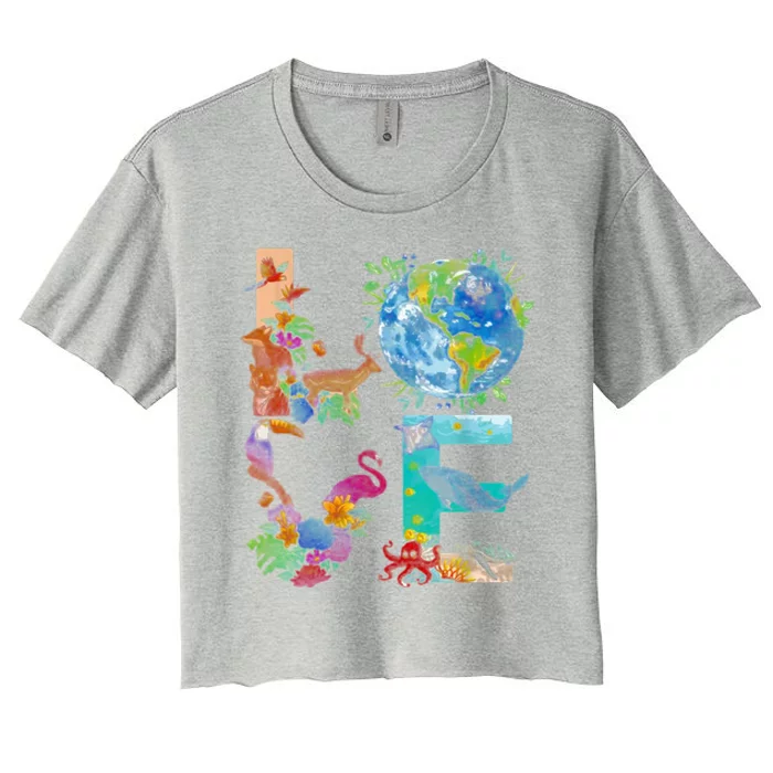 Love Earth Day Nature Women's Crop Top Tee