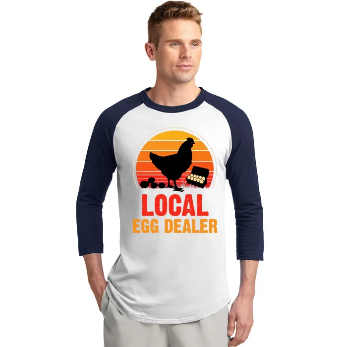 Local Egg Dealer Funny Retro Egg Peddler Chicken Egg Farmer Baseball Sleeve Shirt