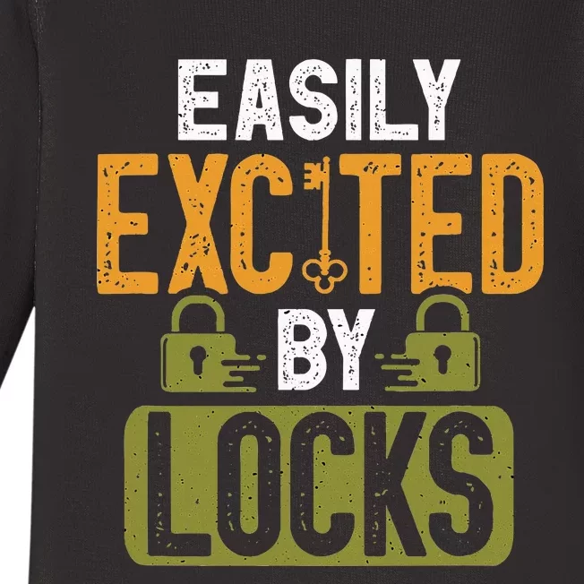 Locksmith Easily Excited Lockpicking Lock Pick Locksmithing Baby Long Sleeve Bodysuit