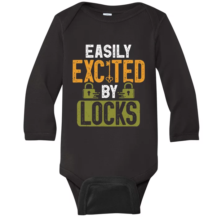 Locksmith Easily Excited Lockpicking Lock Pick Locksmithing Baby Long Sleeve Bodysuit