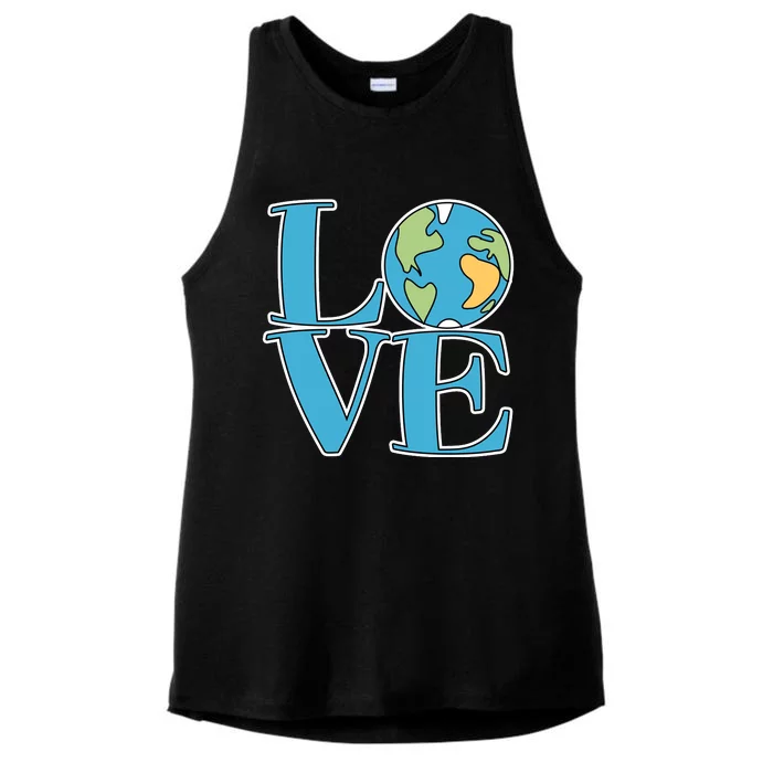 Love Earth Earth Day Simple Letter Box Ladies Tri-Blend Wicking Tank