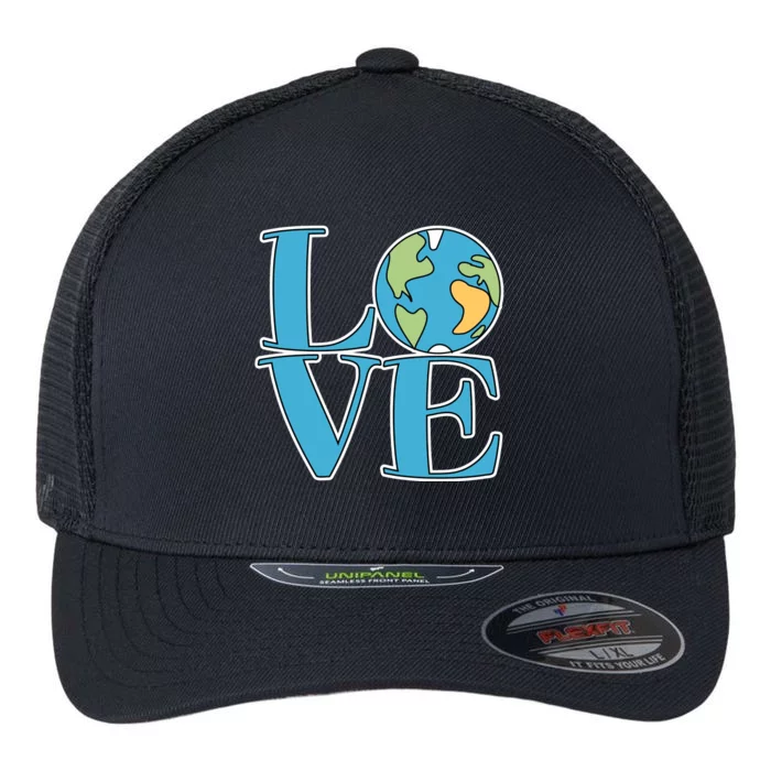 Love Earth Earth Day Simple Letter Box Flexfit Unipanel Trucker Cap