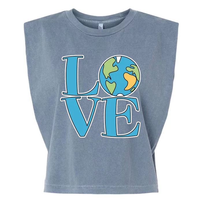 Love Earth Earth Day Simple Letter Box Garment-Dyed Women's Muscle Tee