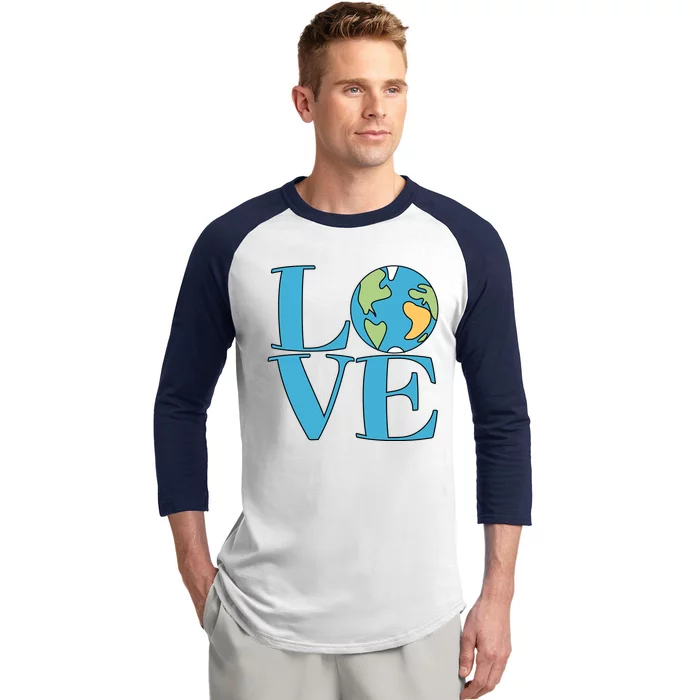 Love Earth Earth Day Simple Letter Box Baseball Sleeve Shirt